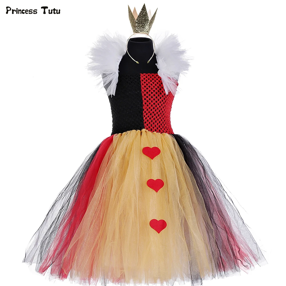 Платье-пачка «Королева сердец», «Алиса в стране чудес», детские карнавальные костюмы на Хэллоуин для девочек, нарядное платье для фотосессии, дня рождения