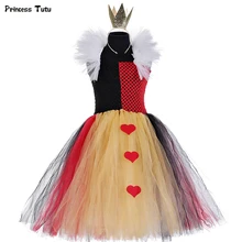 Платье-пачка «Королева сердец», «Алиса в стране чудес», детские карнавальные костюмы на Хэллоуин для девочек, нарядное платье для фотосессии, дня рождения