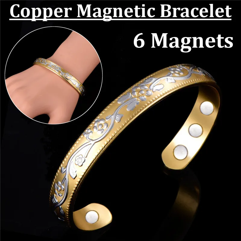 18K Gold Copper Open Bracelet Jewelry Relief Arthritis Reduce