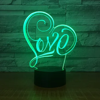 

Creative Table 3D Lamp Acrylic Bedroom Bedside 3d Night Lamp Customized Valentine's Day Gift Love Usb Led Night Light