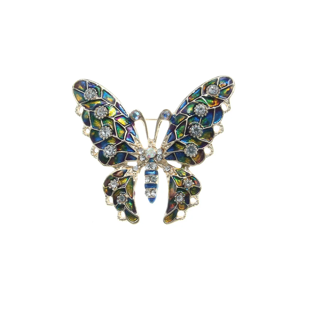 

20pcs/lot Multicolor Enamel Butterfly Brooch Pin Clear Rhinestone Crystal Wedding Party Elegant Insect Brooches