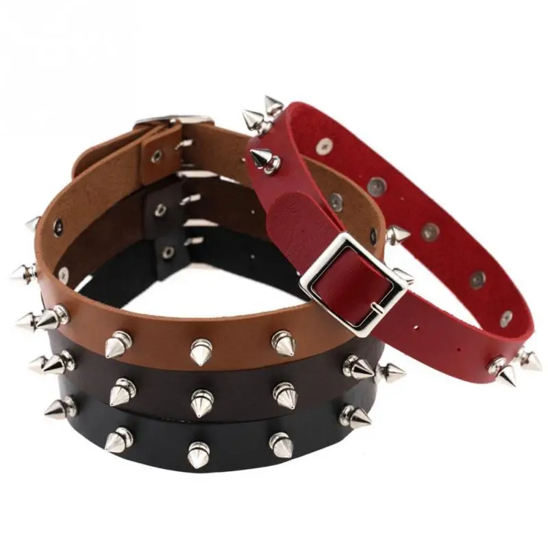 

New punk leather bracelet collar Japan Harajuku collar Gothic rock neck chain leather chain spiked rivet wrist jewelry male gift