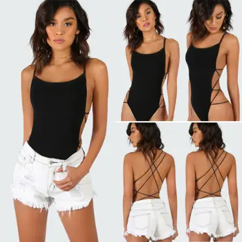 

New Women Sexy Bandage Sleeveless Backless Lace Up Bikini Bodysuit Leotard Romper Jumpsuit Swimwear Outwear
