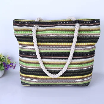 

Three-colour Stripe Canvas Tourism Shopping Shoulder Handbag Bolsa Bolsas Feminina Bolsos Mujer Women Beach Bag Sac Handbags Tas