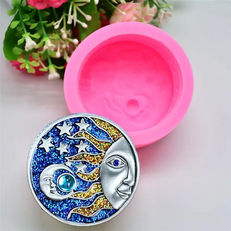 

DIY 3D Sun Moon Star Pattern Silicone Soap Mold Candle Mold Plaster Ornaments Gypsum Cement Craft Sculpture Cake Decoration Mold