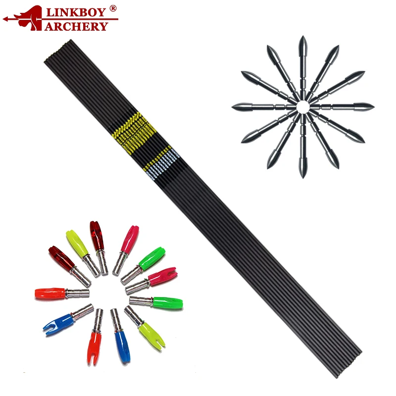 

12Pcs Linkboy Archery 30'' Sp700 ID4.2mm Carbon Arrows Shaft DIY Accessories for Recurve Bow Archery Hunting