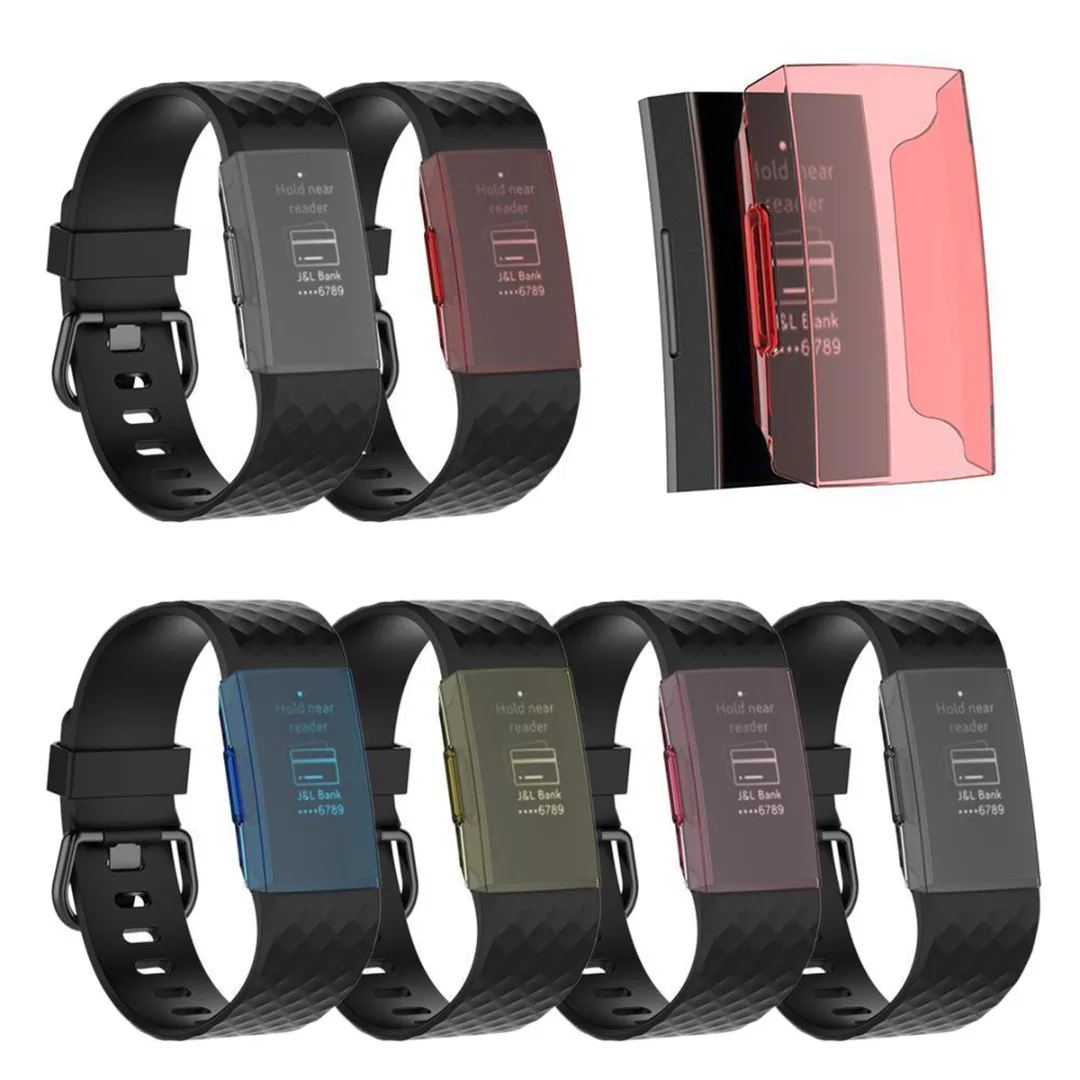 

Outdoor Sport Wrist Support Multicolor Hard PC Shell Screen Protective Case Protector For Fitbit Charge 3 Wristband Case Replace
