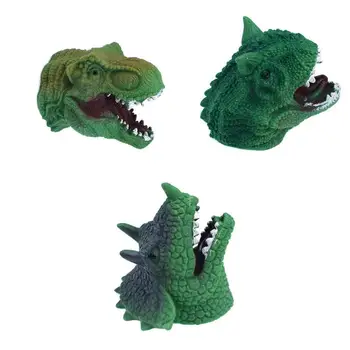 

TPR Soft Rubber Simulation Green Dinosaur Head Hand Puppet Finger Toys