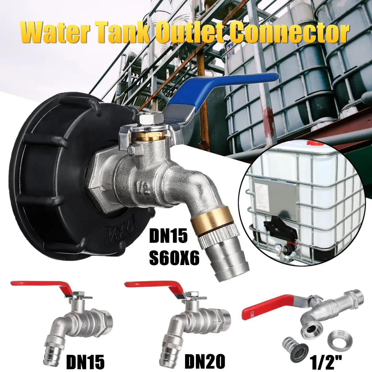 DN15/DN20 S60X6 водяной бак разъем резьбовой монтаж для IBC танк Запчасти для инструментов