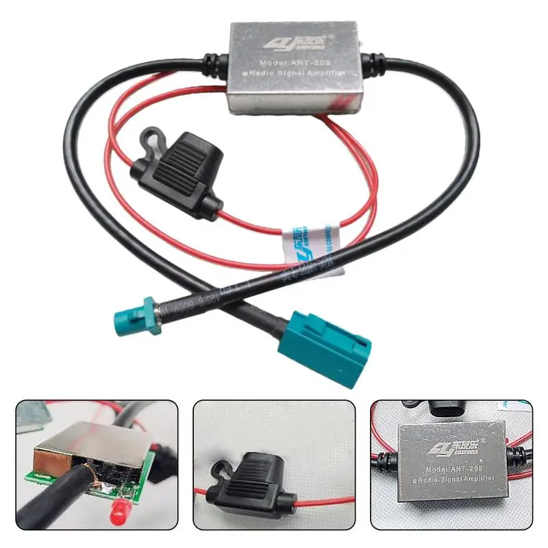 

FM Signal Amplifier Anti-interference Metal Car Antenna Radio Universal Auto Signal Booster Amp 88-108 Mhz 12V Automobile Parts