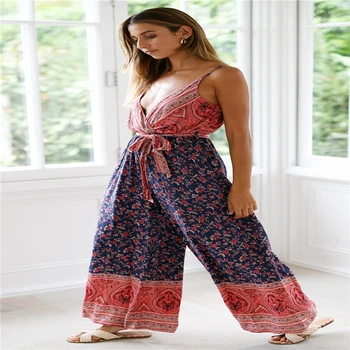 

women summer deep v neck casual jumpsuit playsiuit Women's Clubwear Playsuit Bodysuit Party Jumpsuit & Romper Long Trousers