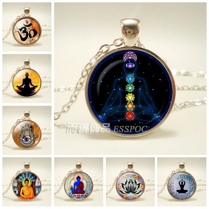 

Chakra Symbols Fashion Accessories Metal Pendant Sign Necklace Jewelry Magic Sign Zen Hindu Yoga Religion Birthday Gift