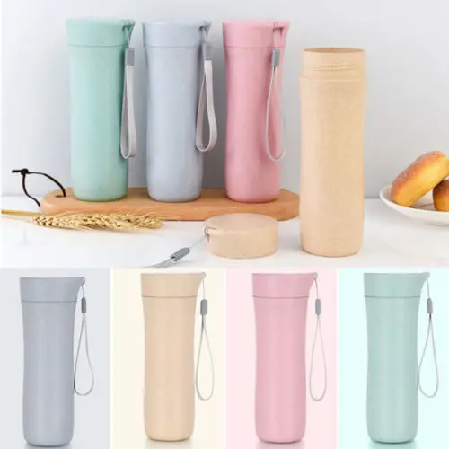 

New 400ml Portable Wheat Plastic Cup Insulated Thermos Cup Travel Drink Bottle