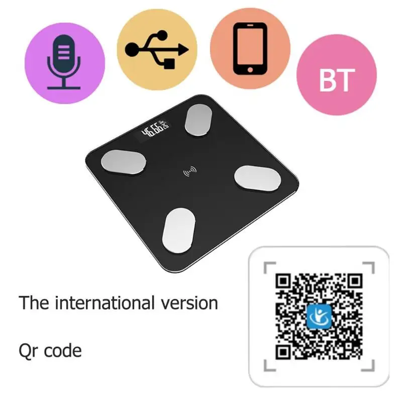 Bluetooth весы для тела и жира, умные точные Беспроводные цифровые весы для ванной, анализатор состава тела с приложением для смартфона