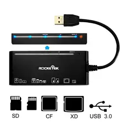 Rocketek в то же время читать 5 карт usb 3,0 multi 7 в 1 устройство чтения карт памяти Адаптер для SD/TF CF MS XD micro SD компьютер интимные аксессуары