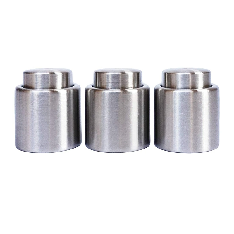 

Wine Stopper, Premium Stainless Steel Reusable Bottle Stopper Wine Closure, Silver (3Pcs)