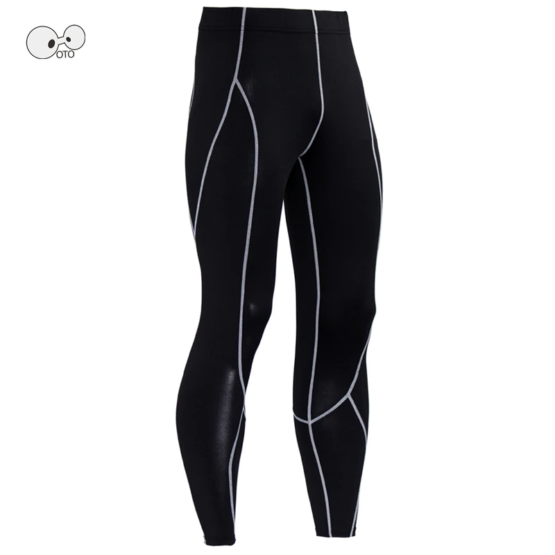 

Compression Mens Quick Dry Running Pants 2017 Joggers Bodybuilding Fitness Long Trousers Gym Skin Tights Simple Line Pants