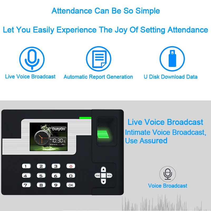 OULET Biometric Fingerprint Reader Attendance System TCPIP USB Access Control Clock Employees Device Fingerprint Time Attendance