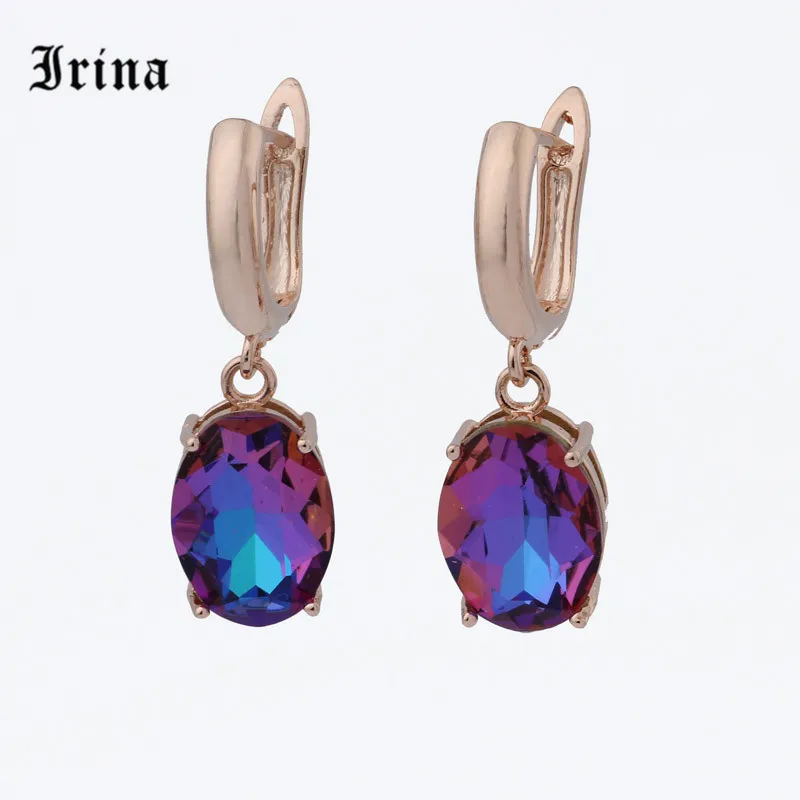 

Irina 585 Rose Gold Charming Luxury Colorful Earings Drop Earrings for women Costume jewelery Pendientes Mujer Moda