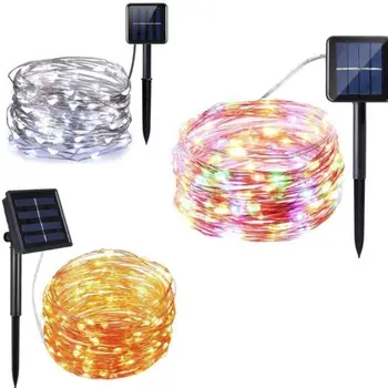 

Outdoor Solar Powered 20M 66Ft 200 LED Copper Wire Light String Fairy Xmas Party Alarm Lamp