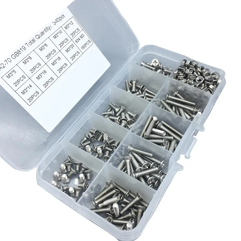 

Adeeing 340Pcs M3 Stainless Steel Cross Countersunk Head Screws Nuts Set -30