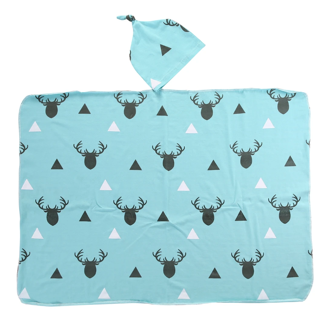 2 шт./компл.! Пеленальное Одеяло с оленем для новорожденных мальчиков + шапочка для мальчиков, хлопковое банное полотенце