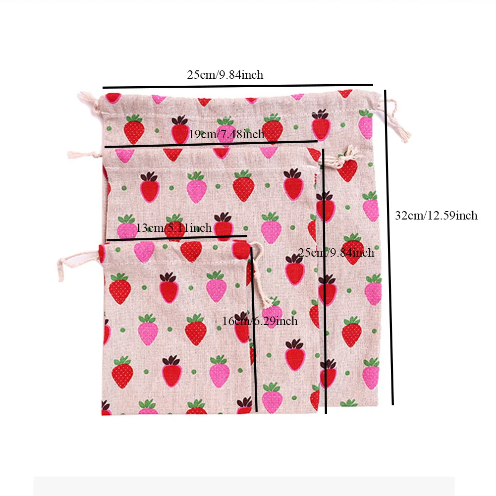 Милые фрукты Drawstring сумки хлопок лен сумка для хранения упаковки портмоне