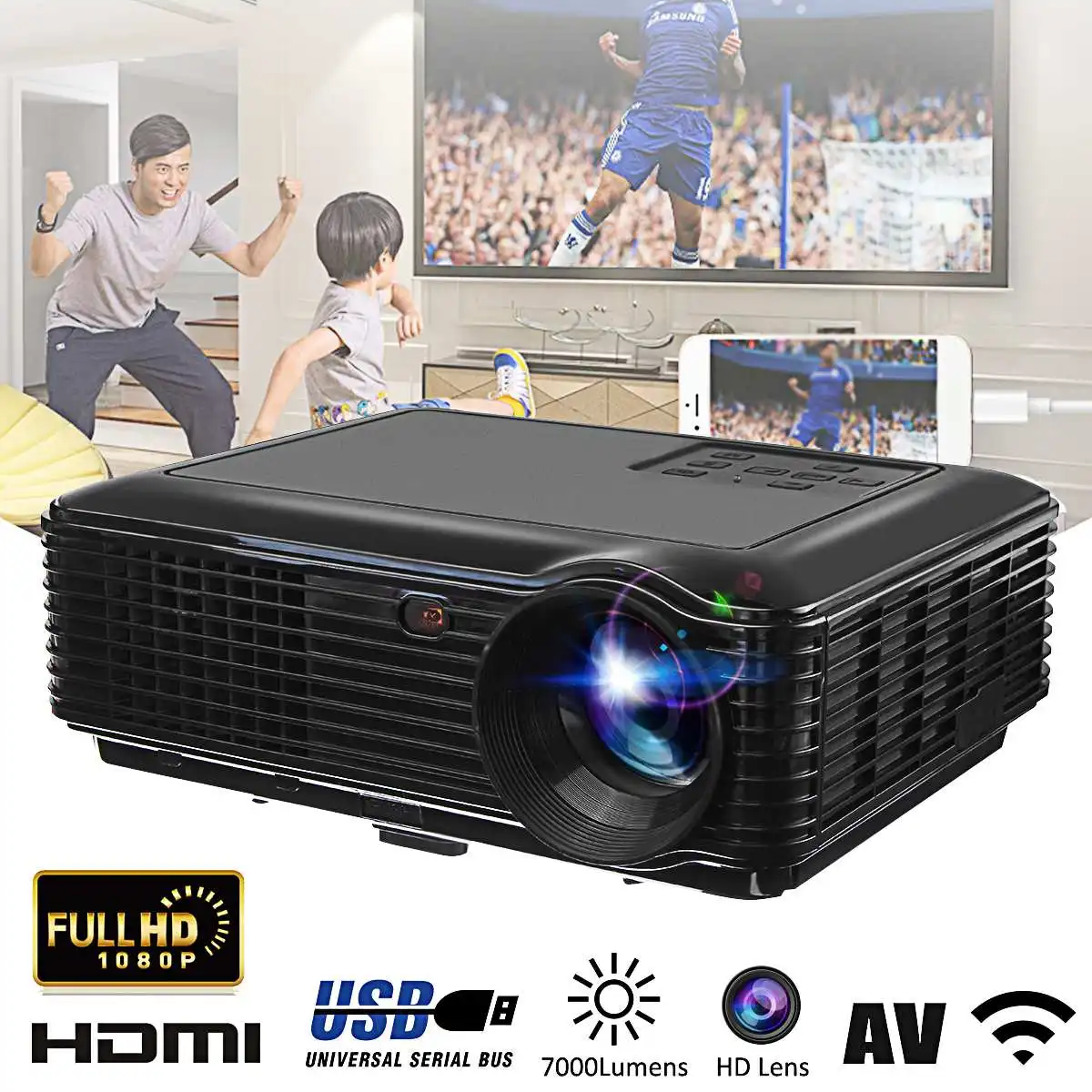 SV-226 WiFi Version Mini Portable Projector LED light 1080P Home Theater Beamer Proyector Support SD HDMI USB