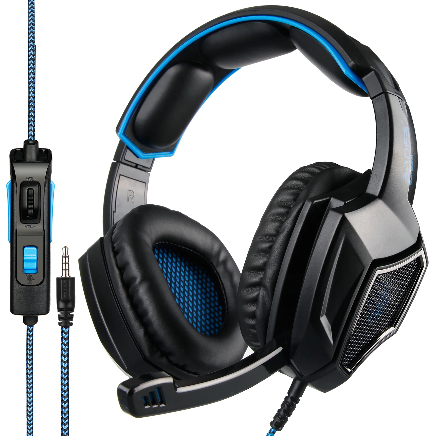 PS4/New Xbox one/PC Gaming Headset SADES SA-920 3.5mm Headphones with Microphone Volume Control for Computer Games (Black blue) |