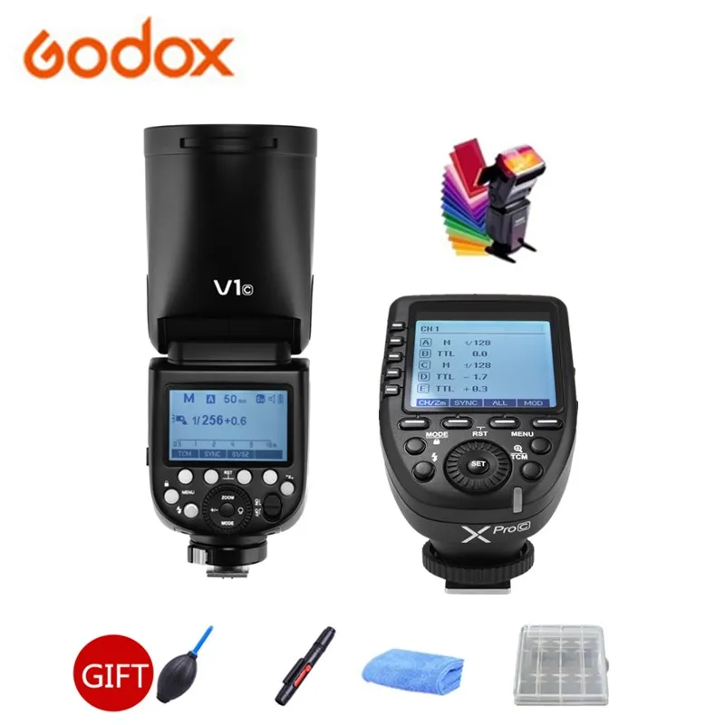 Godox V1 76 Вт круглая головка Вспышка Speedlite V1C/N/S/O/F TTL 1/8000s HSS 2600 мАч литий ионный