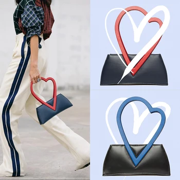

Women's Handbags PU Leather Ins Popular Designer Handbag Love Shape Hard Hand Bag 2018 Hit Color Small Square Bag Bolsa Feminina