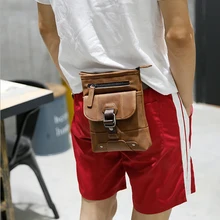 Новая модная кожа Crazy Horse кожа Для мужчин; маленькие дорожные сумки забавные груди пакет мужская сумка на талию высококачественных Для мужчин талии сумка рюкзак