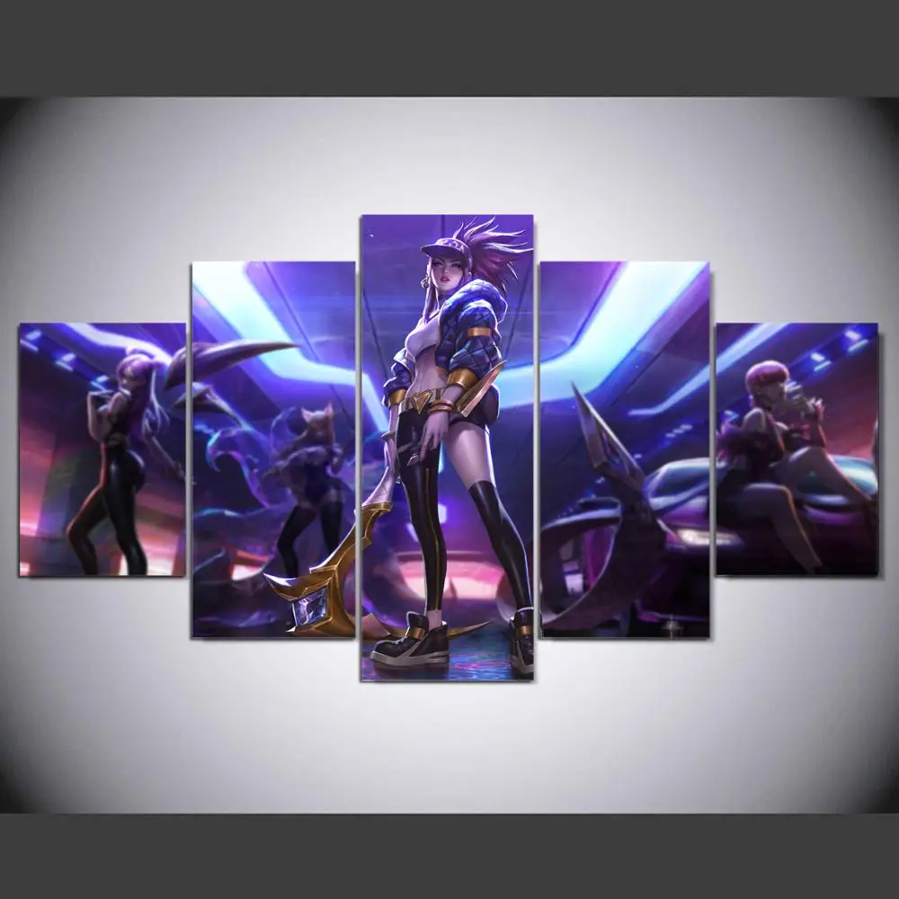 HD canvas printed painting 5 piece League of Legends LOL KDA Akali