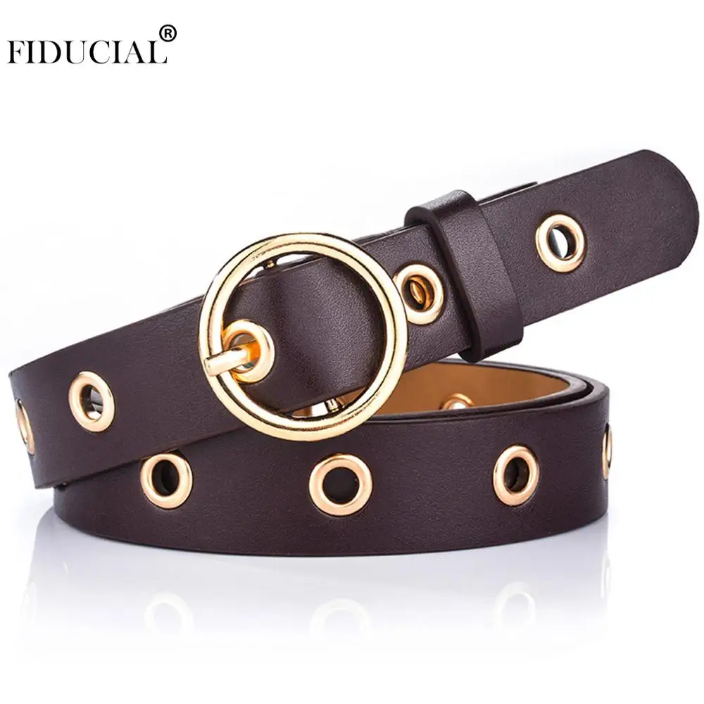

FIDUCIAL High Quality PU Leather Leisure Belt Round Clasp Buckle Female Lady Decorative Waist Belts for Women Accessories FCO084