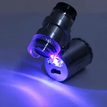 Мини портативный 60x Лупа Карманный микроскоп Светодиодный УФ-светильник объектив Ювелирное стекло с подсветкой Лупа Ювелирная Лупа светодиодный