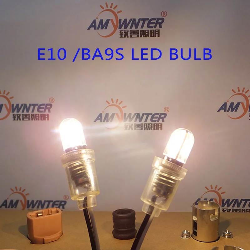 AMYWNTER E10 Ba9s led T4w 1W индикатор светильник лампочка 6,3 V 12V 24V 48V 60V 1W 2835 4SMD 300 шт