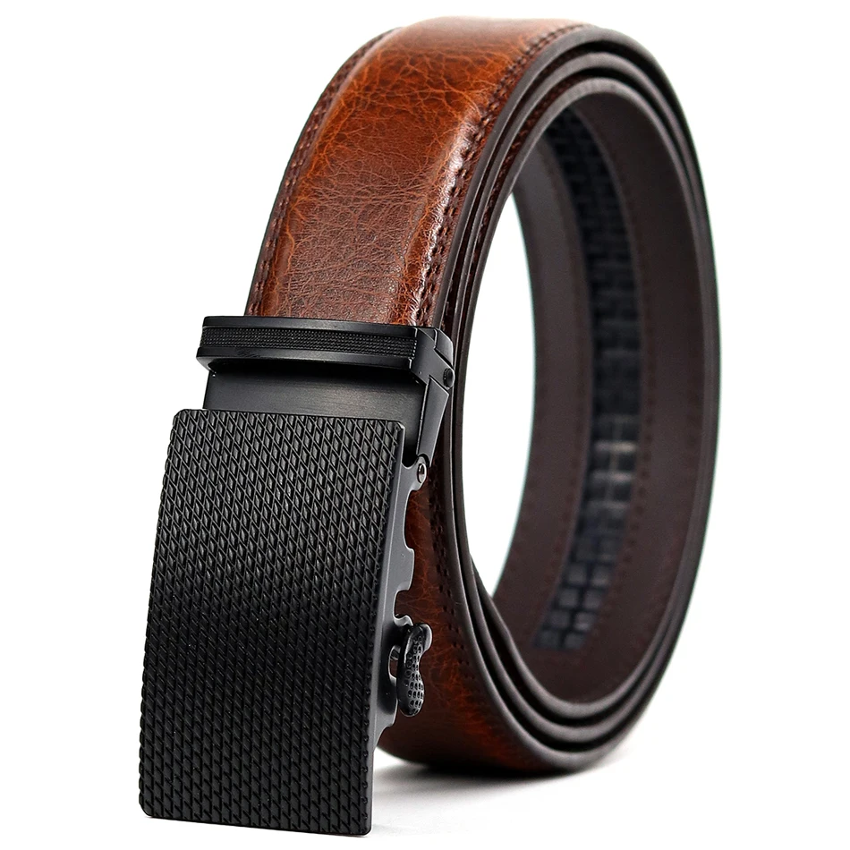 Fashion Belts For Men Black Automatic Ratchet Buckle Men's Belt