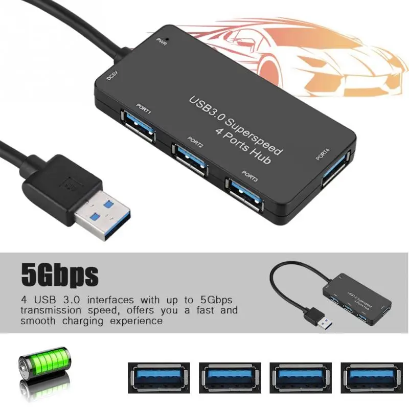Смарт 4 портовый USB3.0 концентратор одновременное зарядное устройство Быстрая