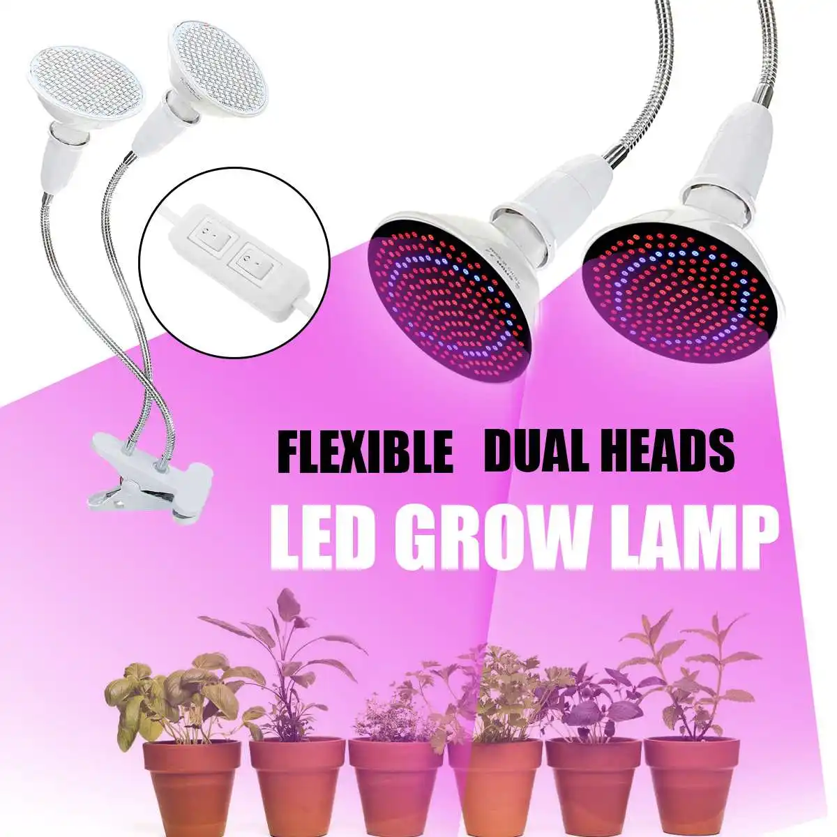 

400 LED Grow Light Lamp Bulbs Dual Head Flexible Desk Holder Clip Plants Flower Vegetable Hydroponic Grow Box Lights