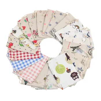 

20pcs Fashion Printing Cotton Drawstring Bag Air Perfume Bag Beam Pocket Jewelry Gift Candy Bag 10*14cm
