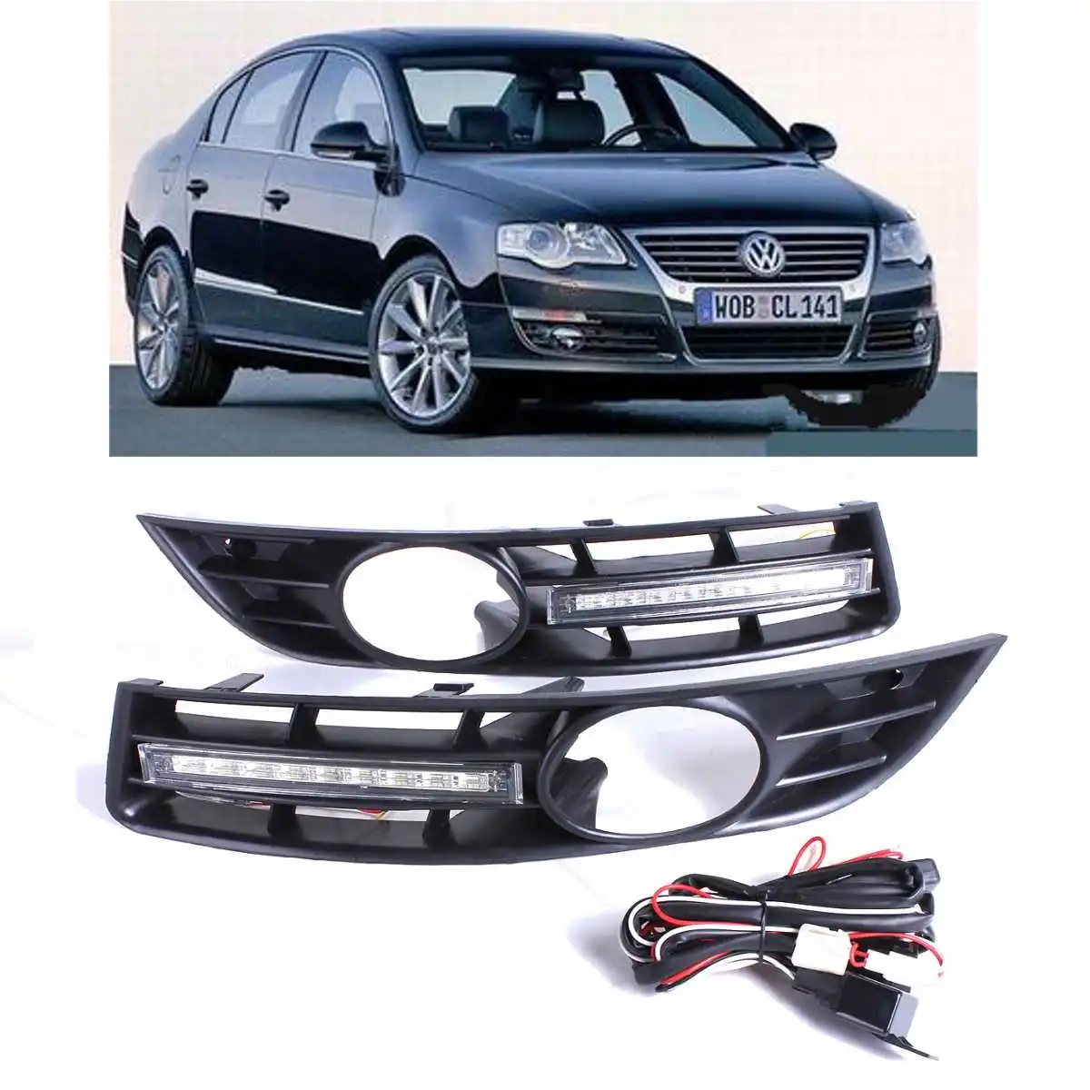  For VW Passat B6 2006 2007 2008 2009 2010 2011 Car LED Light LED DRL Daytime Running Light with gri - 32974612441