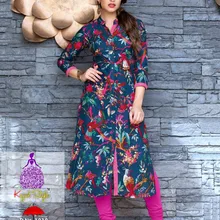 Индийская Пакистанская одежда, традиционная хлопковая Курта Болливуд, дизайнерская Стильная туника, топ с цифровым принтом, платье, повседневная одежда для вечеринок