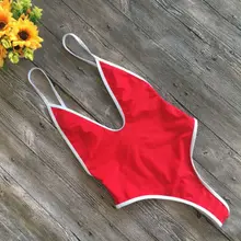 Цельный популярный женский сплошной бандажный Монокини Бикини купальник купальный костюм однотонные стринги праздничные летние купальники