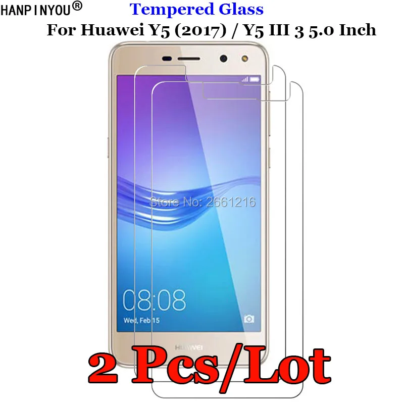 2 Pcs/Lot For Huawei Y5 (2017) / Y5 III 3 5.0" Tempered Glass 9H 2.5D
