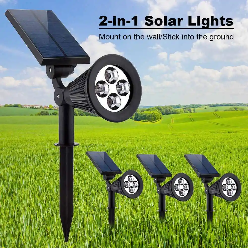 

URPOWER 2-in-1 Waterproof 4 LED Solar Spotlight Adjustable Solar Lamps Outdoor Garden Solar Spotlights landscape lights Flood