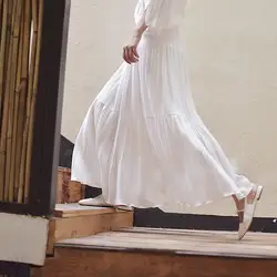 2019 женская летняя модная юбка с эластичной талией белые макси юбки винтажные элегантные праздничные длинные юбки