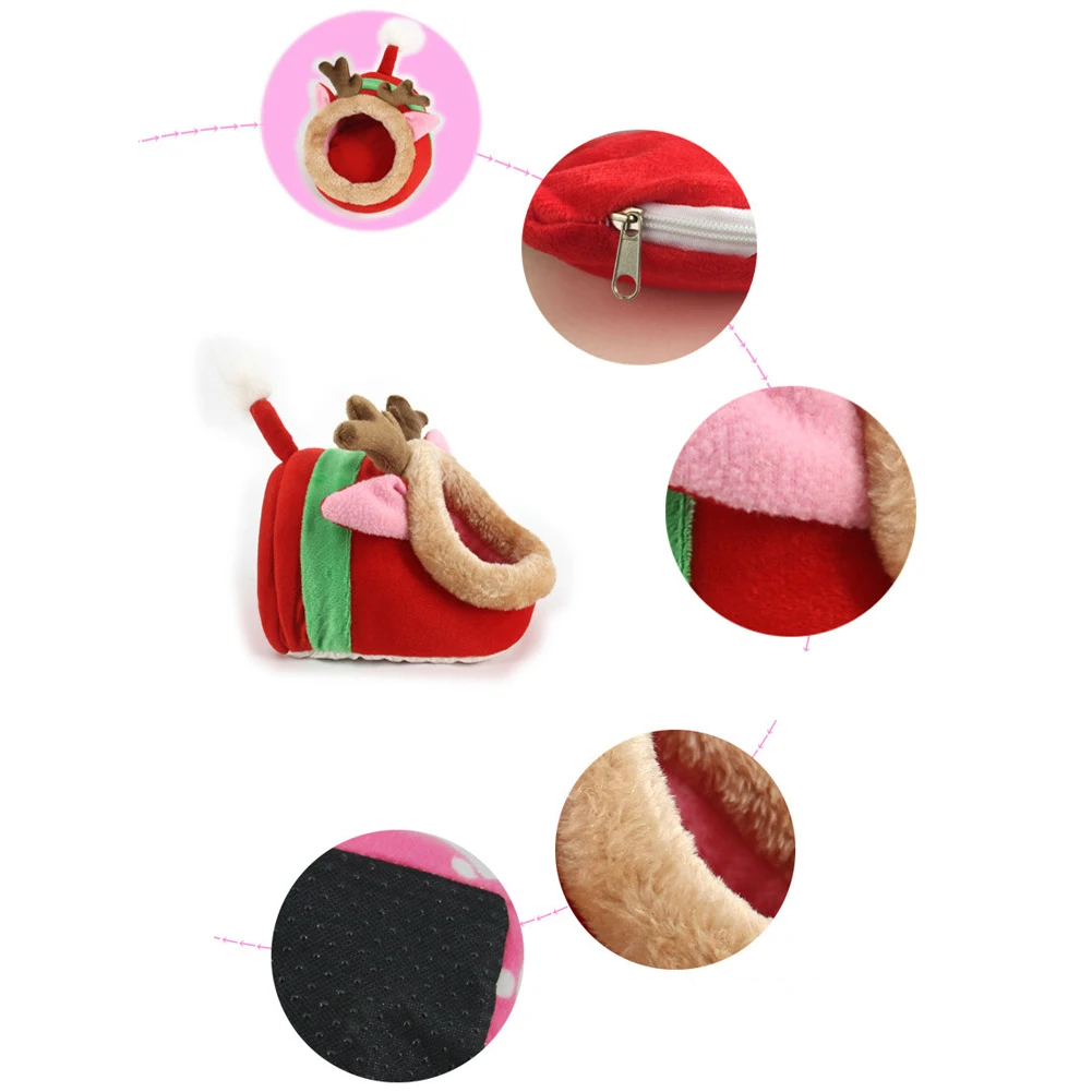 

Pet Fleece Bed with Colorful Patterns Cute Non Slip Warm Washable for Small Medium Puppy Sleeping Igloo House