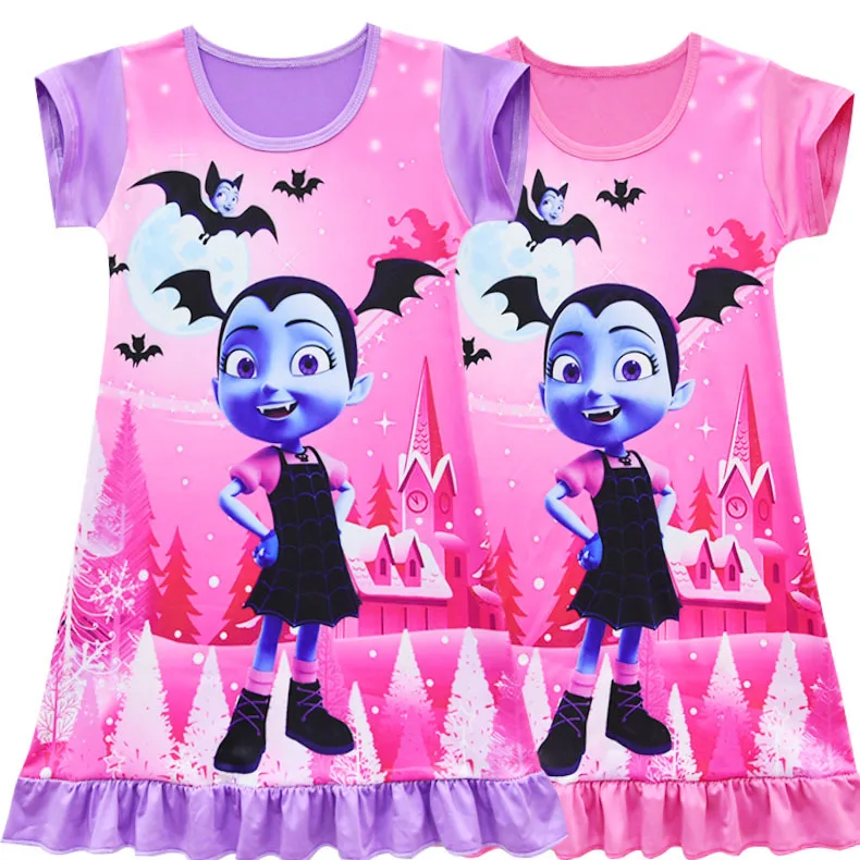 

Cartoon Junior Vampirina Baby Gilr's Summer Dress Sleepwear Sleeveless Princess Dress Miraculous Ladybug Mask Bag Bow Kids Gift