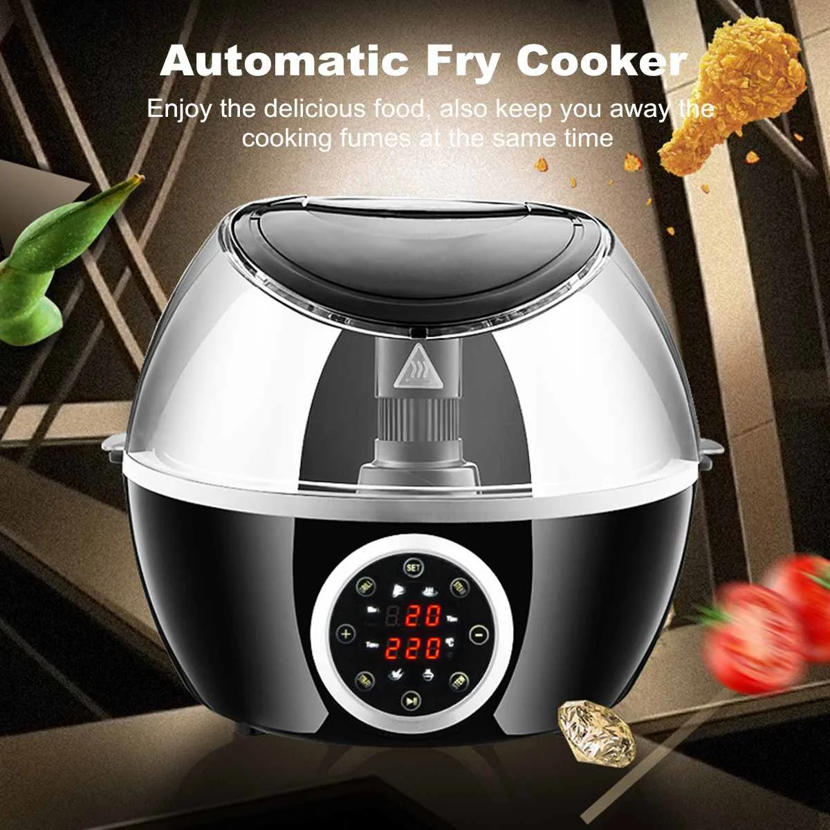

3.5L 220v Electric LCD Fry Food Cooker Home Automatic Steamer Machine No Oil Kitchen Cooking Appliances Multi Cooker 1230W