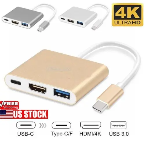 

Type C USB 3.1 to USB-C 4K HDMI USB 3.0 Adapter 3 in 1 Hub For Apple Macbook Lot